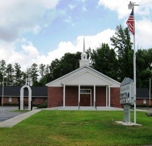 The actual entrance to Richburg Baptist Church at 72 Sandy Run Road